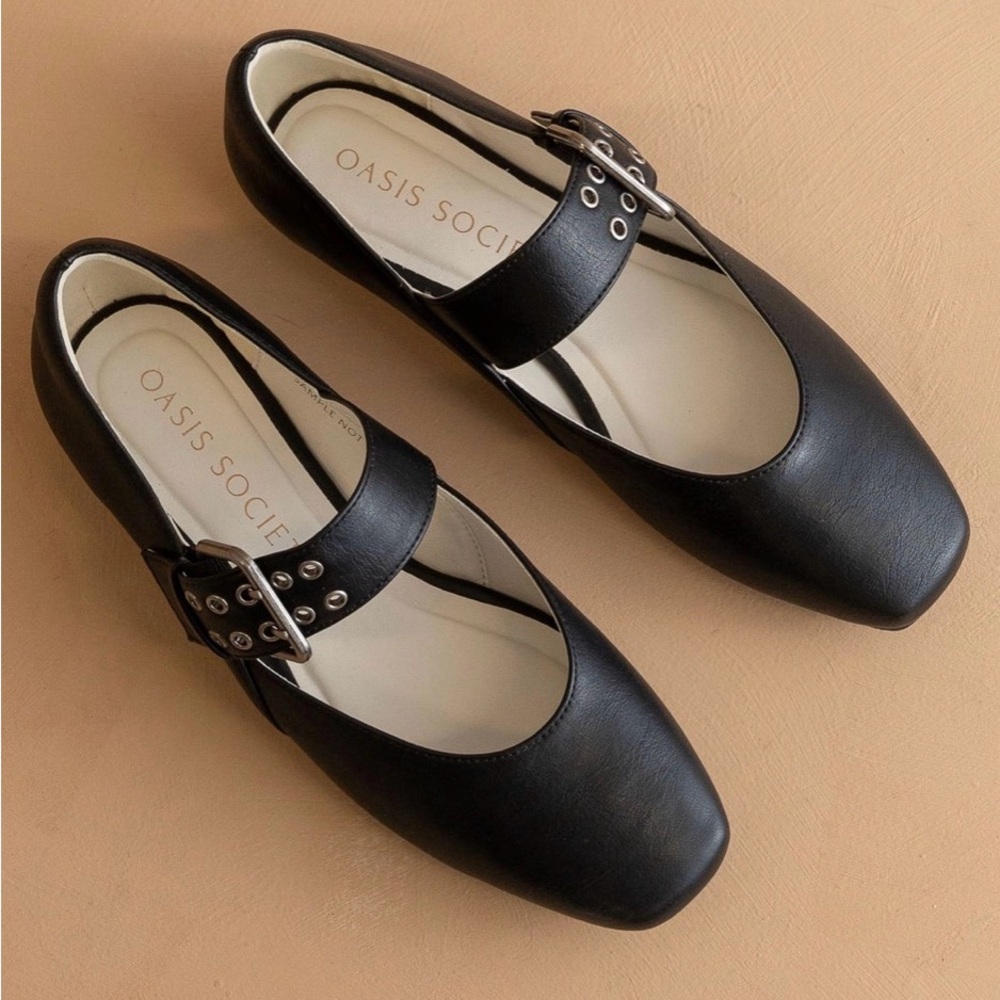The Soho | Black Ballet Flat with Buckle